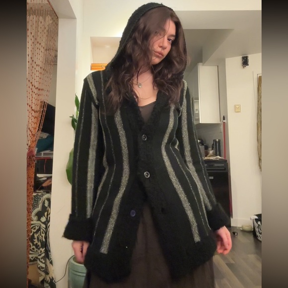 Sweaters - Striped Black and Gray Women's Sweater